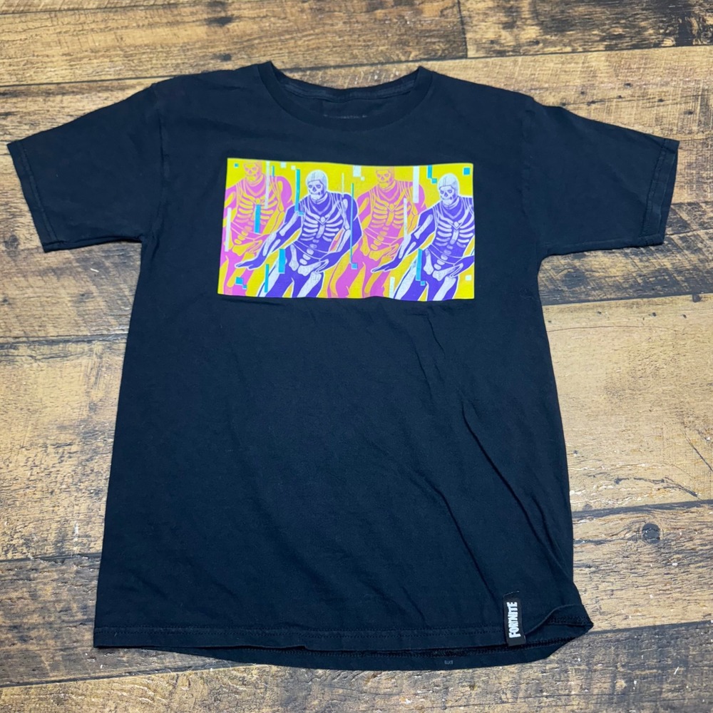Fortnite Graphic T-Shirt Skeleton Dance‎ Black Tee Kids Size XL